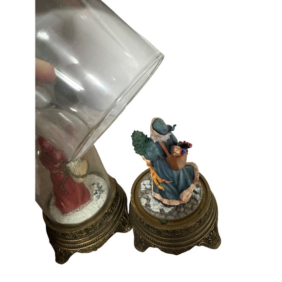 Vintage Kriss Kringle Santa Claus Glass Dome Figurines Christmas Decor Set of 2 - Picture 10 of 12